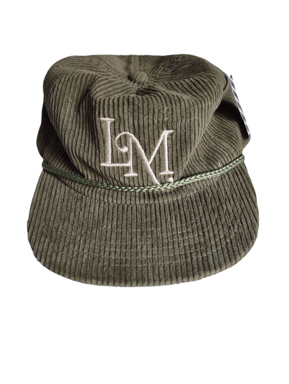 Snag "LM" Embroidered Green Corduroy Snap Back Cap Hat